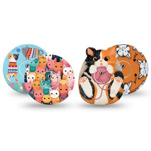 ExpressionMed Purrfectly Playful Variety Pack Freestyle Libre 3 and Libre 3 Plus Sticker and Tape  Feline Friends, Vinyl Sticker and Tape Pairing CGM Design