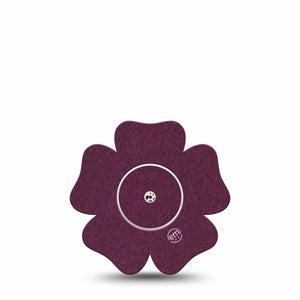 ExpressionMed Wine Red Freestyle Libre 2 and Libre 2 Plus Flower Shape Tape, Abbott Lingo, Single Tape and Single Sticker Solid Color, Plaster CGM Design