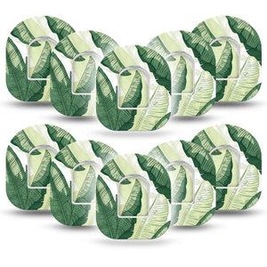 ExpressionMed Palm Leaf Omnipod, 10-Pack Tape + 10-Pack Sticker Green leaf Overlay Patch For Insulin Pump