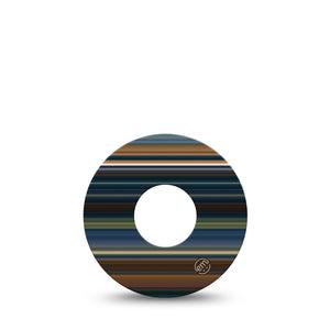 ExpressionMed Dark Stripes Infusion Set Tape 5-Pack navy green gray black stripes Overlay Patch CGM Design