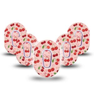 ExpressionMed Cherries Dexcom G6 Mini Tape, 5-Pack Tape and 5-Pack Sticker Sweet Cherry Bundles, Adhesive Tape CGM Design