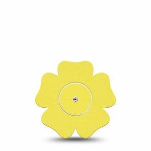 ExpressionMed Butter Yellow Freestyle Libre 2 and Libre 2 Plus Flower Shape Tape, Abbott Lingo, Single Tape and Single Sticker Toned Down Yellow Tone Plaster CGM Design