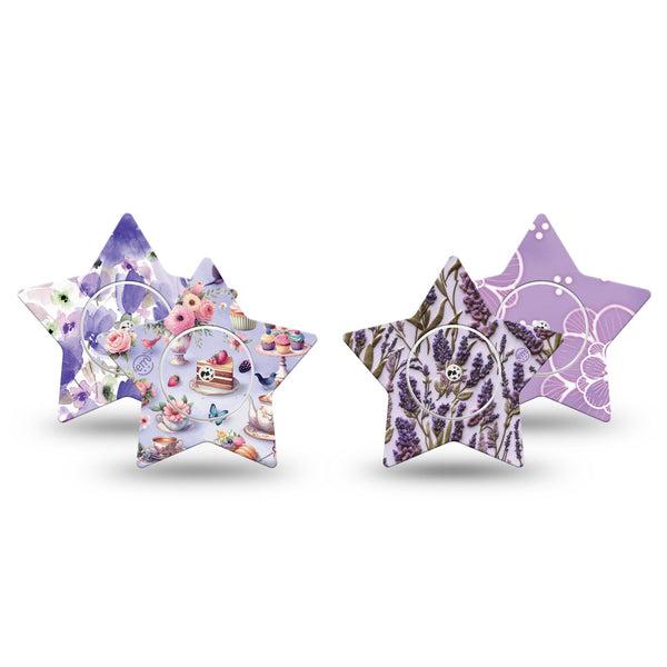 ExpressionMed Garden Party Freestyle Libre, Libre 2 Plus, and Abbott Lingo Star, tape and sticker  Delightful lavenders Waterproof Sensor Cover for CGM