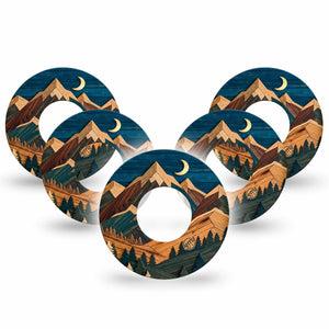 ExpressionMed Wood Mountains Freestyle Libre, Libre 2 Plus, and Abbott Lingo, 5-Pack natural wood texture Decorative Patch for Continuous Glucose Monitor