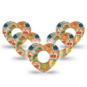 ExpressionMed Fruit Stickers Infusion Heart, 10-Pack Fresh fruit print Adhesive Tape For Pump