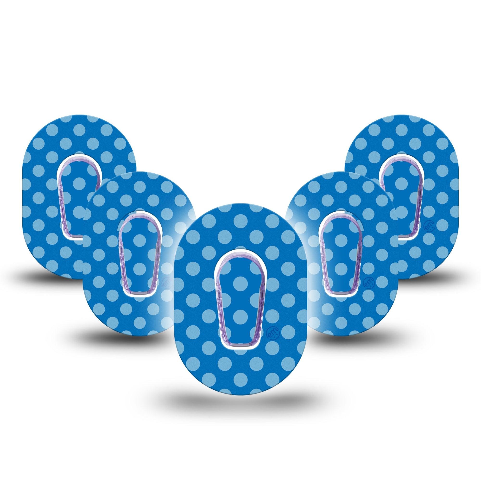 ExpressionMed Blue Polka Dots Dexcom G6 Mini Tape, 5-Pack Tape and 5-Pack Sticker Barbie Inspired, Adhesive Tape CGM Design