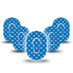 ExpressionMed Blue Polka Dots Dexcom G6 Mini Tape, 5-Pack Tape and 5-Pack Sticker Barbie Inspired, Adhesive Tape CGM Design