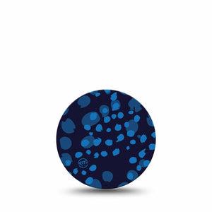 ExpressionMed Blue Drops Freestyle Libre 3 and Libre 3 Plus Overpatch, Single Tape Classy Navy Blue Drops, Adhesive Patch CGM Design