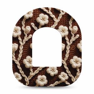 ExpressionMed Cozy Sweater Omnipod Tape, Single Tape Brown Sweater White Petals Inspired, Adhesive Patch Pump Design