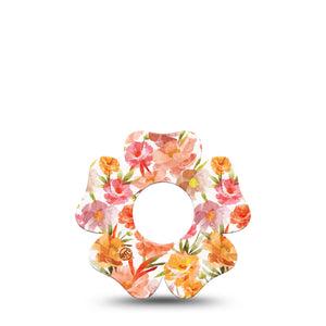 ExpressionMed Peach Dusk Infusion Set Flower Shape Tape, 5-Pack Tape Pink Orange Flowers, Plaster Continuous Glucose Monitor Design