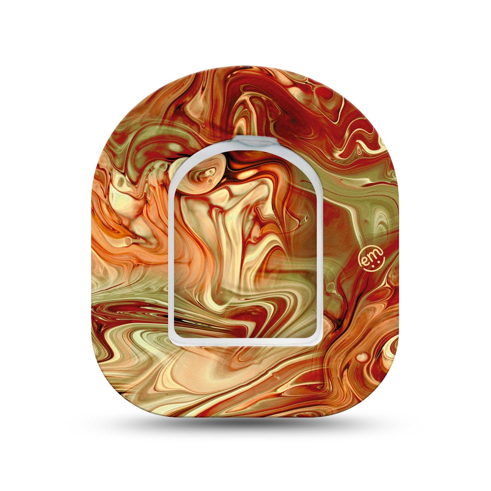 ExpressionMed Rustic Marble Omnipod Surface Center Sticker and Mini Tape Autumn Swirl Vinyl Sticker and Tape Design Pump Design