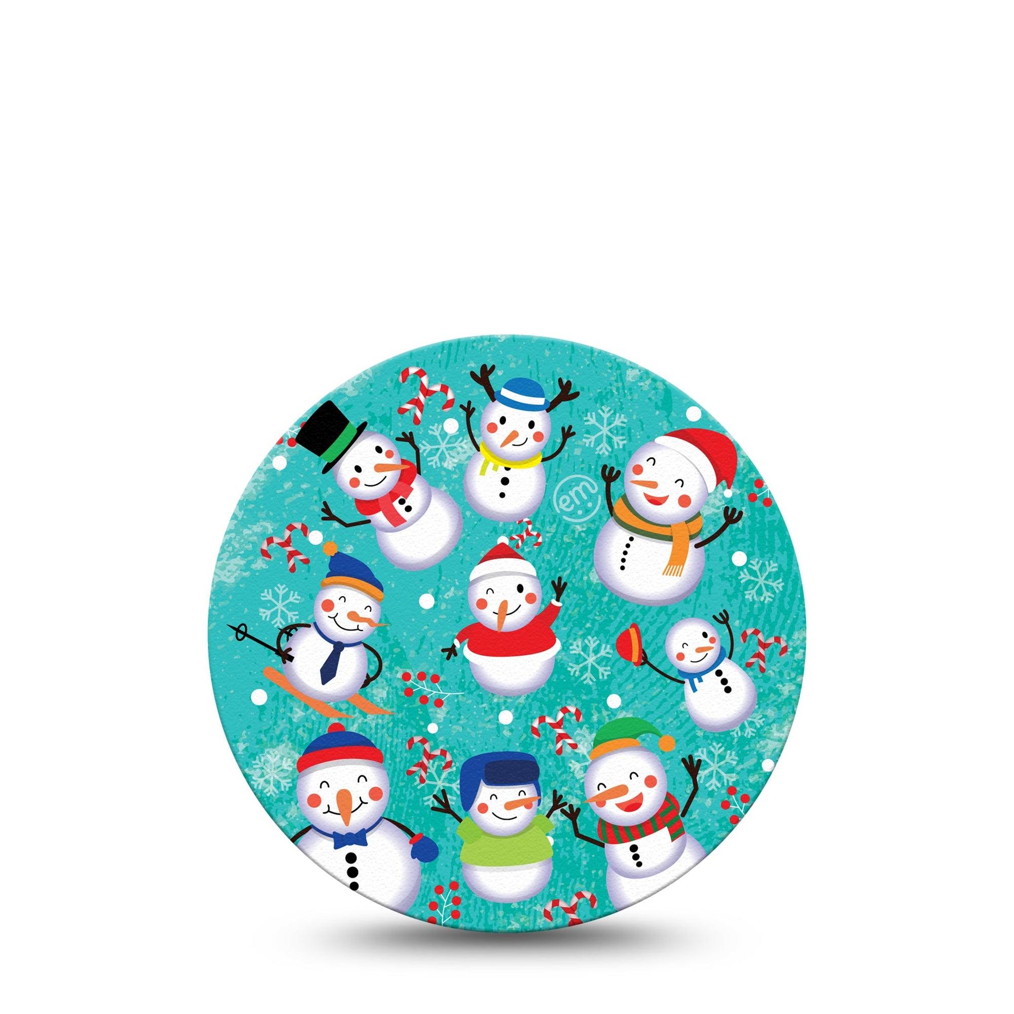 Snowman Celebration Dexcom 2 OverPatch, Single Tape, Winter Themed CGM Adhesive Tape Design, Dexcom Stelo