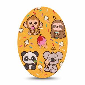 ExpressionMed Ice Cream Buddies Medtronic Guardian Enlite Universal Oval, Single Tape Baby Animals, Plaster CGM Design
