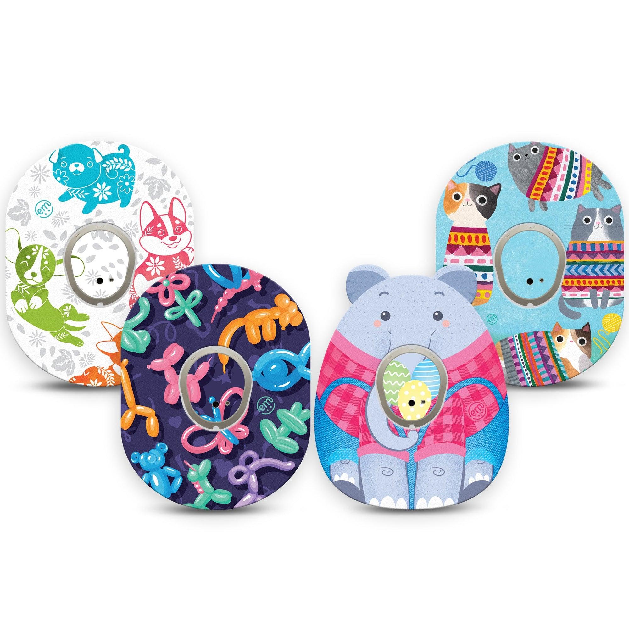 ExpressionMed Luminous Mosaic Variety Pack Dexcom G7 Sticker and Tape, Dexcom Stelo Glucose Biosensor System,  Purple Orange Geometrics, Vinyl Sticker and Tape Pairing Continuous Glucose Monitor Design