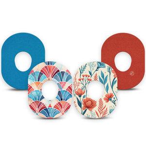 ExpressionMed Teal Rouge Dexcom G7 and Dexcom Stelo Glucose Biosensor System, 4-Pack Tape bold color contrast Fixing Ring Tape for Continuous Glucose Monitor