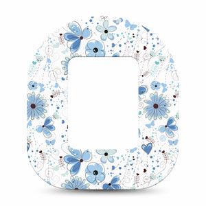 ExpressionMed Cute Blue Flowers Tandem Mobi Tape Single Tape Soft Blossoms Adhesive Tape Pump Design