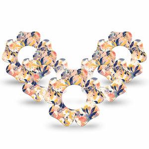 ExpressionMed Tinted Blooms Freestyle Libre 2 Flower Shape Tape, Abbott Lingo,  5-Pack Painted Floral Pattern Fixing Ring Tape CGM Design