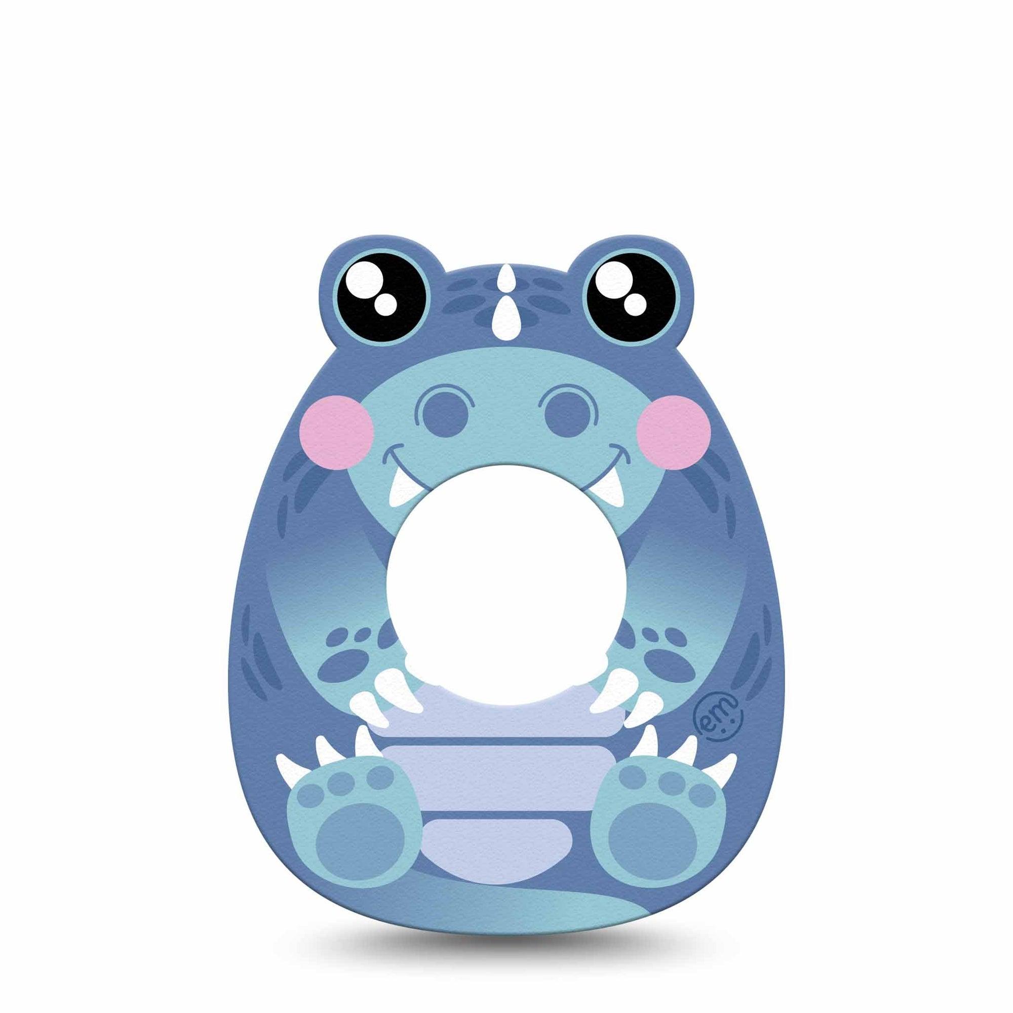 ExpressionMed Blue Dinosaur Freestyle Libre 2 Gumdrop Shape Tape, Abbott Lingo,  Single Tape Pillow Soft Animal Inspired Patch CGM Design