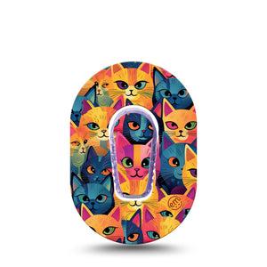 ExpressionMed Catorama Dexcom G6 Mini Tape Single Tape and Single Sticker Two Toned Kitty Art Adhesive Tape CGM Design