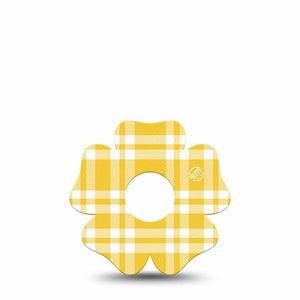 ExpressionMed yellow gingham Freestyle Libre 3 and Libre 3 Plus Flower, Single Tape Yellow white checkered Decorative Adhesive Tape for CGM
