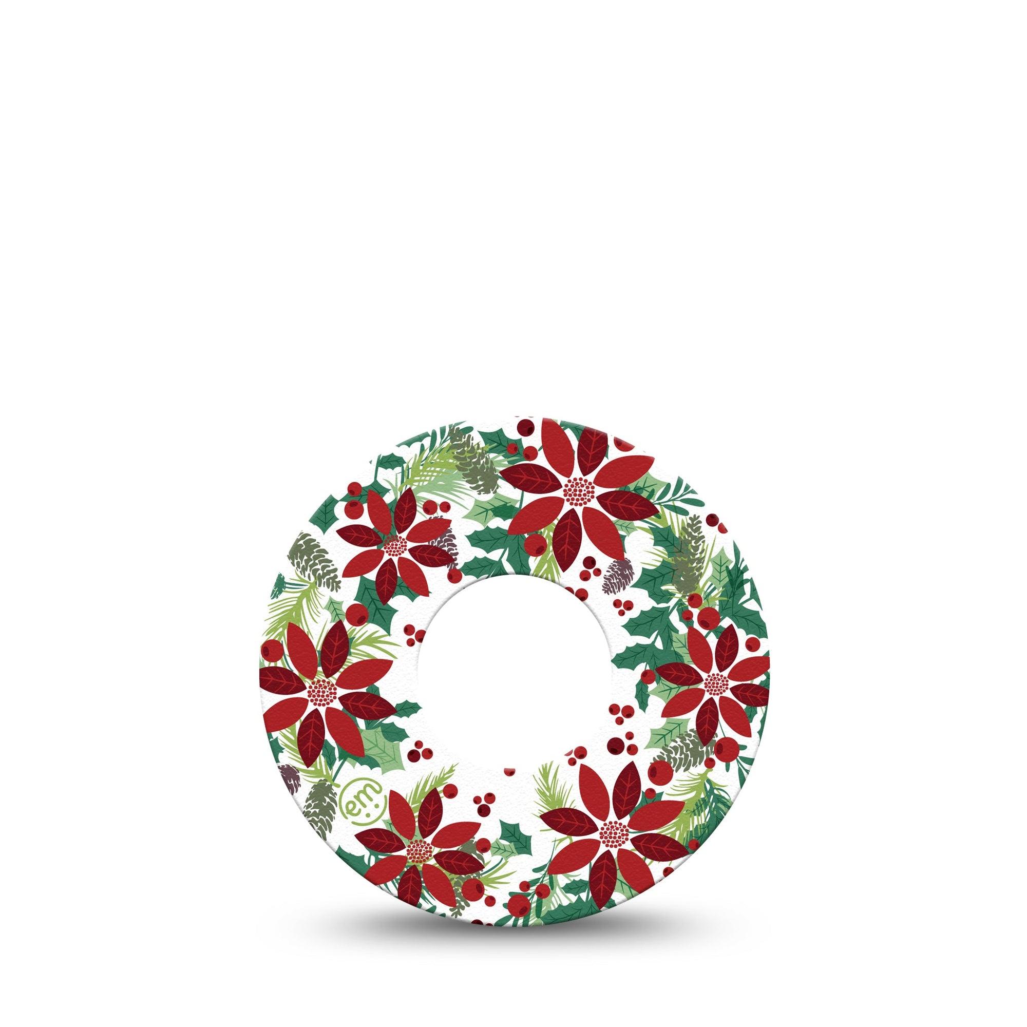 ExpressionMed Christmas Wreath Infusion Set Tape 5-Pack Tape Winter Joyful Foliage, Overlay Patch CGM Design