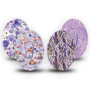 ExpressionMed Garden Party Dexcom G6, tape and sticker  Soft purple tones Waterproof Plaster for Continuous Glucose Monitor