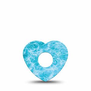 ExpressionMed Sunlit Water Freestyle Libre 3 and Libre 3 Plus Heart, Single Tape Blue water Vinyl Decoration for CGM
