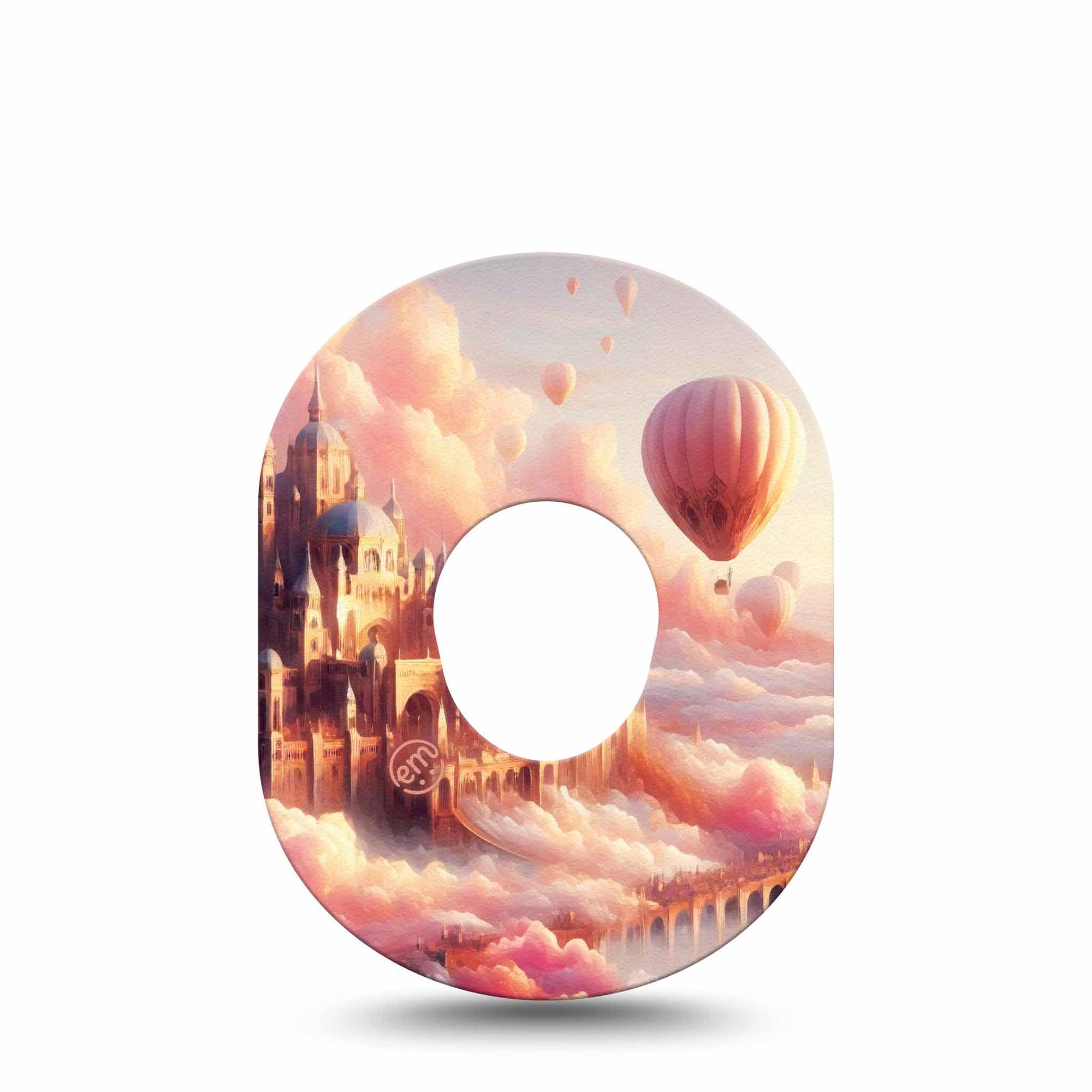 ExpressionMed Dreamy Skies Dexcom G7 Tape, Dexcom Stelo Glucose Biosensor System, Single Tape Clouds Castle, Overlay Tape CGM Design