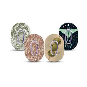 ExpressionMed Olive Grove Dexcom G6 Mini, 4-Pack Tape and 4-Pack Sticker, Olives and florals Waterproof Adhesive Tape for CGM