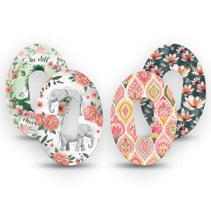 ExpressionMed Balance Bloom Dexcom G6, 4-Pack Tape elegant floral nature design Decorative Adhesive Tape for CGM