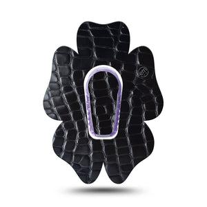 ExpressionMed Black Aligator Skin Dexcom G6 Flower Shape Tape Single Tape and Single Sticker Fashion-Inspired Print, Adhesive Patch Continuous Glucose Monitor Design