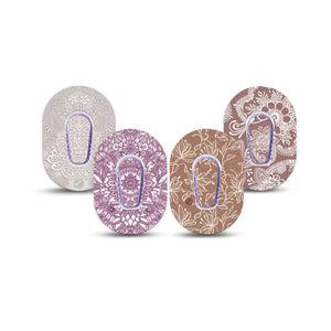 ExpressionMed Cocoa Veil Variety Pack Dexcom G6 Mini Tape, 4-Pack Tape and 4-Pack Sticker Variety Muted Tone Florals, Adhesive Tape CGM Design