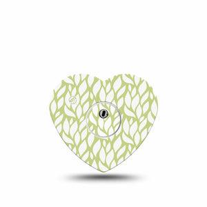 ExpressionMed Sage Greens Freestyle Libre 3 and Libre 3 Plus Heart Shape Tape Single Tape and Single Sticker Sage Foliage, Patch CGM Design