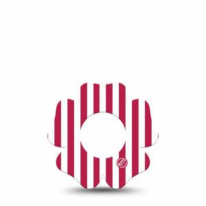 ExpressionMed Red Stripes Freestyle Libre, Libre 2 Plus, and Abbott Lingo Flower, Single Tape Red striped pattern Decorative Adhesive Tape for CGM