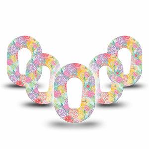 ExpressionMed Spring Flowers Dexcom G6 Mini, 5-Pack Cheerful floral print Waterproof Plaster for Continuous Glucose Monitor