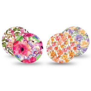 ExpressionMed Blooming Radiance Variety Pack Freestyle Libre and Libre 2 Plus Overpatch, Abbott Lingo, 4-Pack Tape Variety Gossamer Flower Mix, Fixing Ring Patch CGM Design