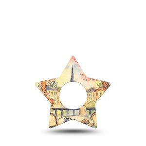ExpressionMed Café Terrace Infusion Star, 5-Pack French painting inspired Waterproof Adhesive Tape For Insulin Pump