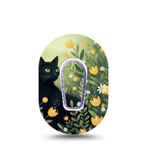 ExpressionMed Jungle Cat Dexcom G6 Mini, Single Tape and Single Sticker Floral meadows Waterproof Adhesive Tape for CGM