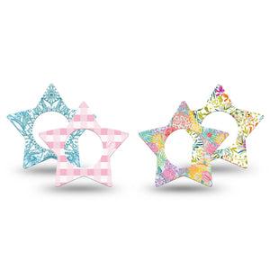 ExpressionMed Fresh Greenery Freestyle Libre, Libre 2 Plus, and Abbott Lingo Star, 4-Pack Tape Pink gingham and flowers Sensor Cover for Continuous Glucose Monitor