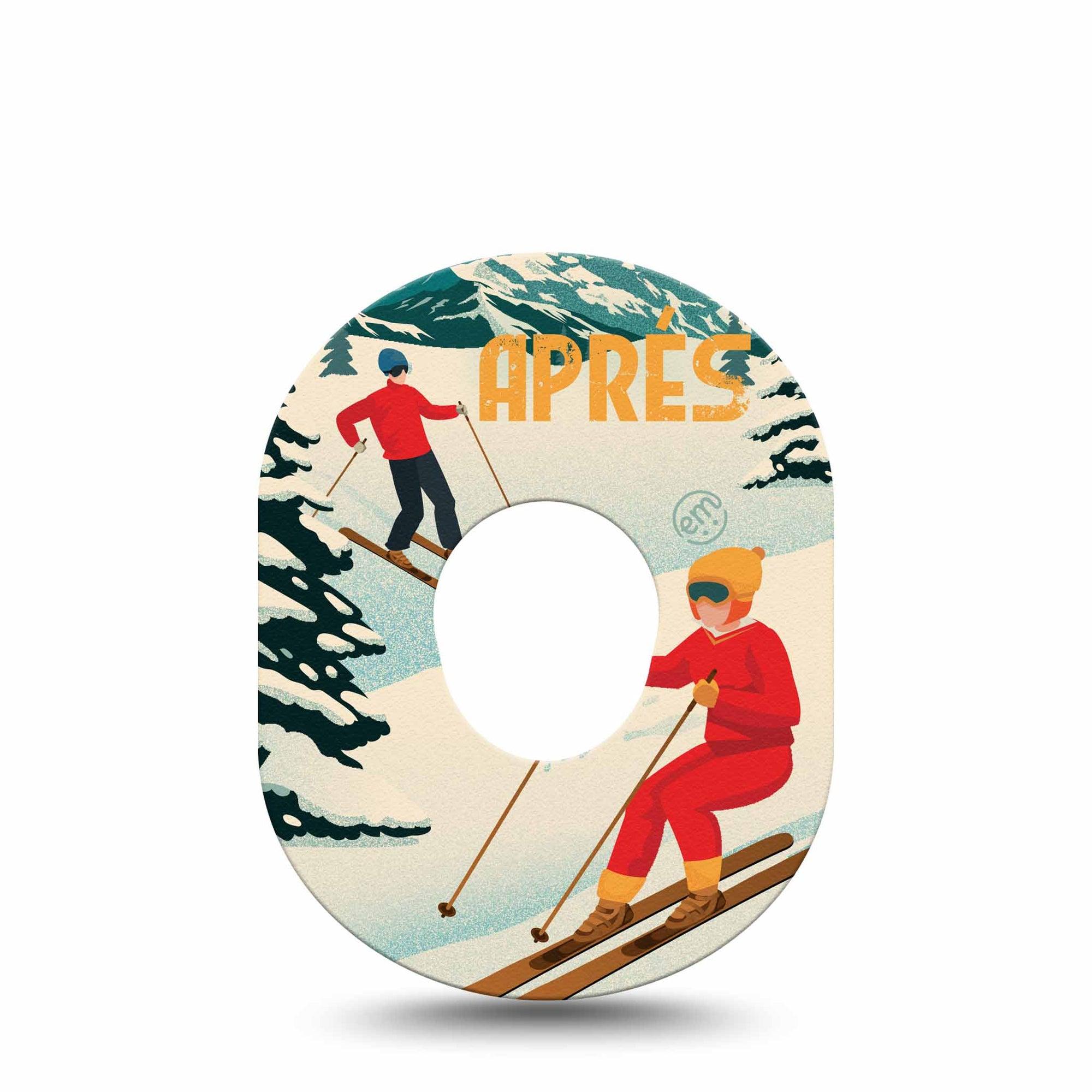 ExpressionMed Retro Winter Dexcom G7 and Stelo Tape, Dexcom Stelo Glucose Biosensor System, Single Tape Retro-Inspired Skiers, Overlay Tape Continuous Glucose Monitor Design
