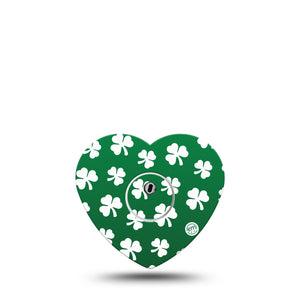 ExpressionMed Shamrock Freestyle Libre 3 and Libre 3 Plus Heart Shape Tape Single Tape and Single Sticker Botanical Leaves, Patch CGM Design