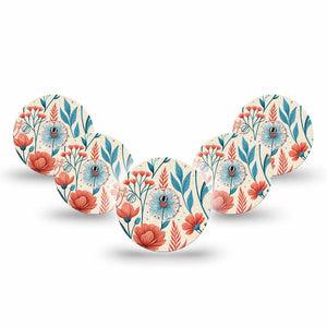 ExpressionMed Desert Wildflower Freestyle Libre 3 and Libre 3 Plus, 5-Pack Tape and 5-Pack Sticker High contrast floral design Sensor Cover for CGM