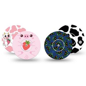 ExpressionMed Down on the Farm Variety Pack Freestyle Libre and Libre 2 Plus Sticker and Tape, Abbott Lingo,   Barnyard Themed, Adhesive Sticker and Tape Design Continuous Glucose Monitor Design