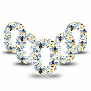 ExpressionMed Busy Bees Dexcom G6 Mini, 5-Pack Spring petals bees Waterproof Plaster for Continuous Glucose Monitor