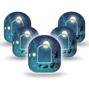 ExpressionMed Starlight Flyers Omnipod, 5-Pack Tape and 5-Pack Sticker clock tower night view Overlay Patch For Pump