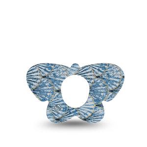 ExpressionMed Seashells Dexcom G7 Butterfly Shape Tape, Dexcom Stelo Glucose Biosensor System, Single Tape Blue Clam Shell, Adhesive Tape CGM Design