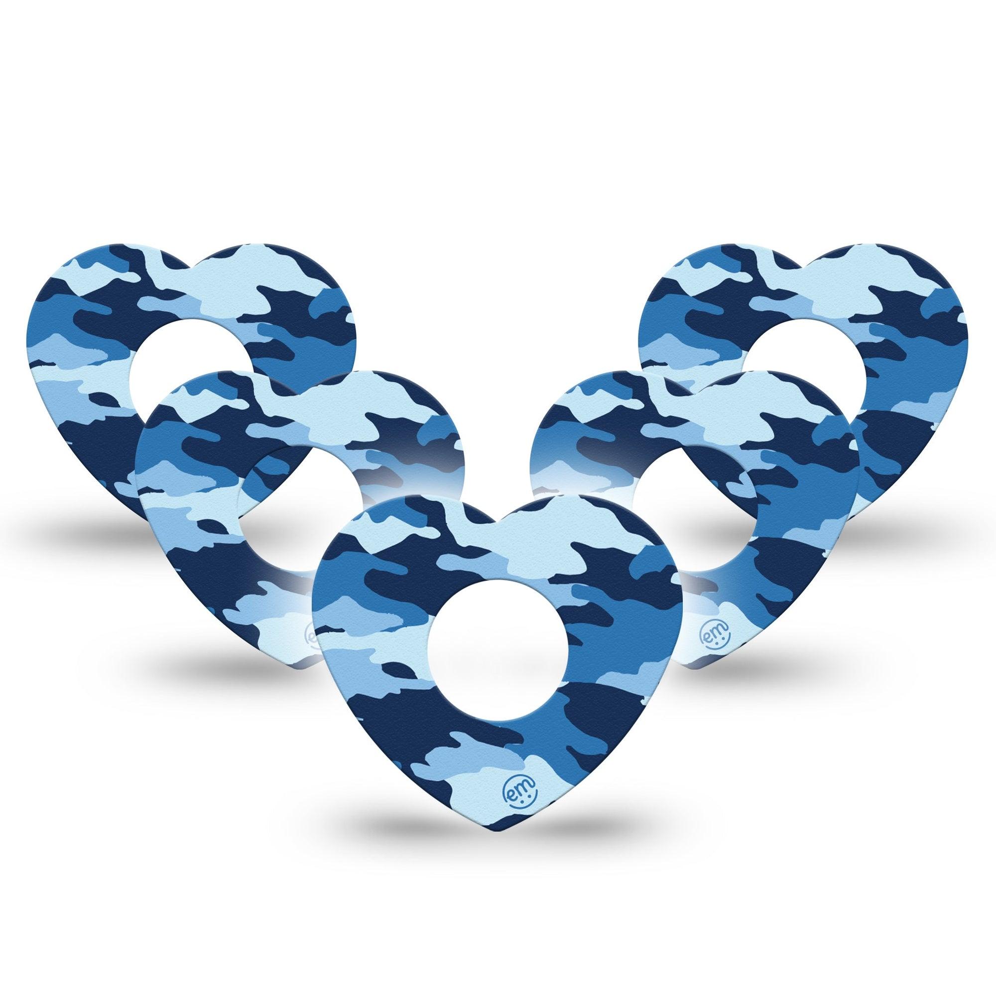 ExpressionMed Blue Camo Infusion Set Flower Heart Tape 10-Pack Tape Cool Camo Plaster Continuous Glucose Monitor Design