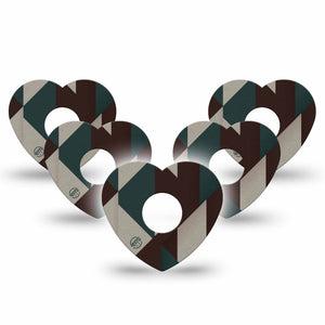 ExpressionMed Timberline  Freestyle Libre 3 and Libre 3 Plus Heart, 5-Pack Moody geometric print Overlay Tape for Continuous Glucose Monitor