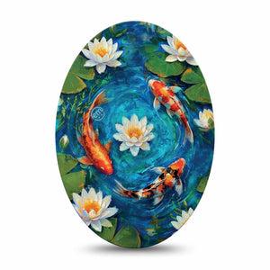 ExpressionMed Koi Pond Medtronic Guardian Enlite Universal Oval, Single Tape koi fish pattern Vinyl Decoration for CGM