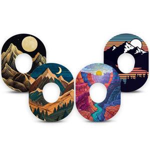 ExpressionMed Scenic Sights Dexcom G7 and Dexcom Stelo Glucose Biosensor System, 4-Pack Tape Majestic mountain scenery views Fixing Ring Tape for Continuous Glucose Monitor